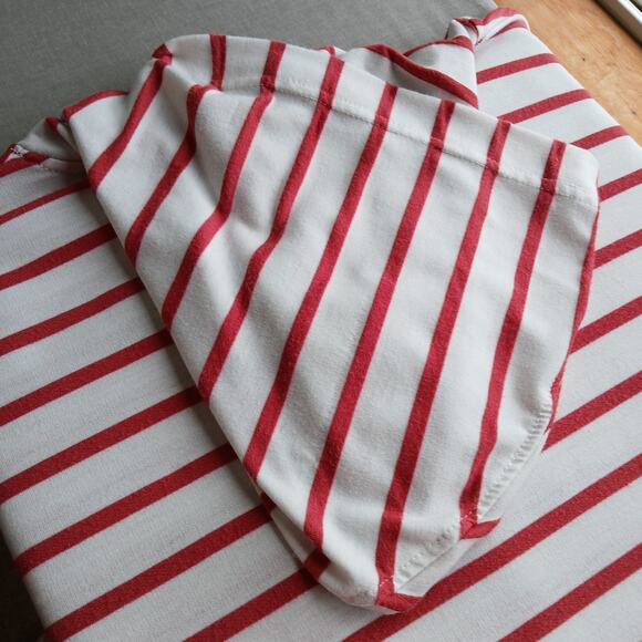 Jane + Delancey French Terry Hooded Top XL lace-up V-neck red striped unisex - Picture 14 of 15